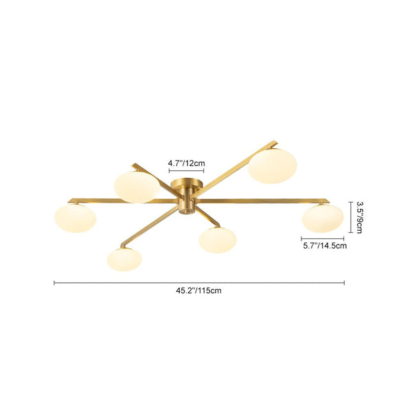 Thehouselights - 6 - Light Glass Branching Sputnik Semi Flush Chandelier - Chandelier - 6 - Light - 