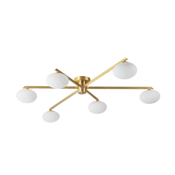 Thehouselights - 6 - Light Glass Branching Sputnik Semi Flush Chandelier - Chandelier - 6 - Light - 