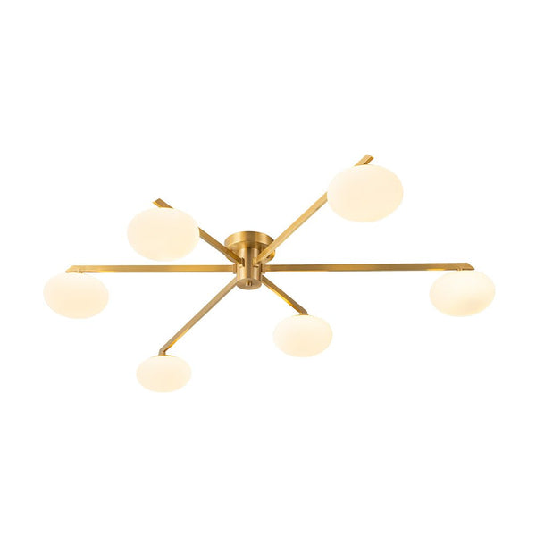 Thehouselights - 6 - Light Glass Branching Sputnik Semi Flush Chandelier - Chandelier - 6 - Light - 