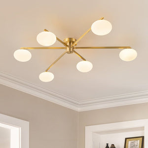 Thehouselights - 6 - Light Glass Branching Sputnik Semi Flush Chandelier - Chandelier - 6 - Light - 