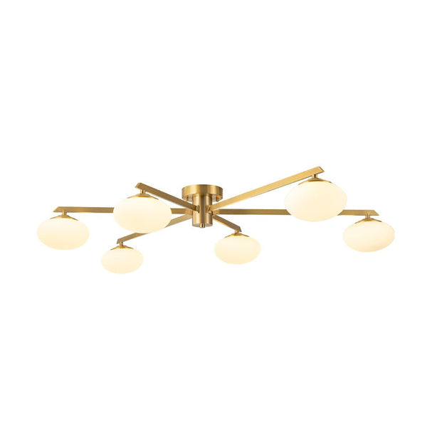 Thehouselights - 6 - Light Glass Branching Sputnik Semi Flush Chandelier - Chandelier - 6 - Light - 