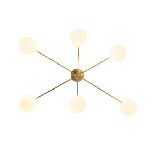 Thehouselights - 6 - Light Glass Branching Sputnik Semi Flush Chandelier - Chandelier - 6 - Light - 