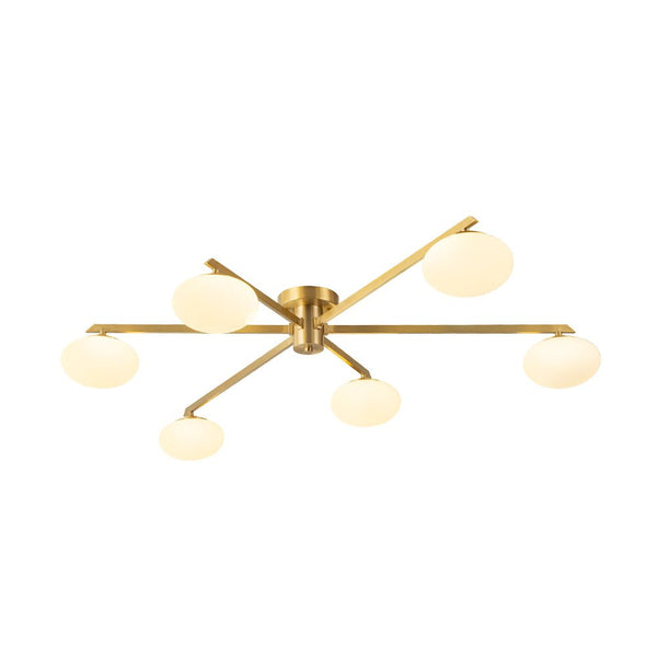 Thehouselights - 6 - Light Glass Branching Sputnik Semi Flush Chandelier - Chandelier - 6 - Light - 