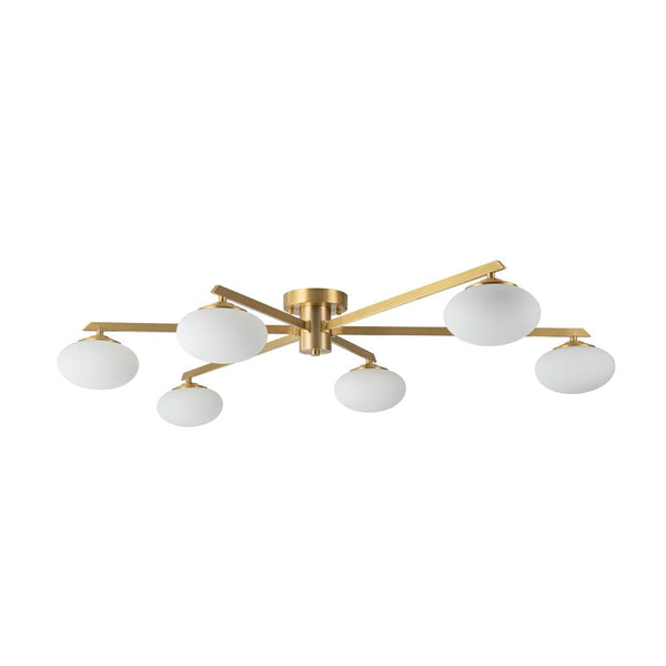 Thehouselights - 6 - Light Glass Branching Sputnik Semi Flush Chandelier - Chandelier - 6 - Light - 