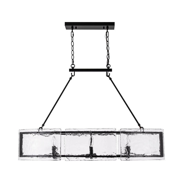 Thehouselights - 6 - Light Ice Glass Linear Island Chandelier - Chandelier - Black - 