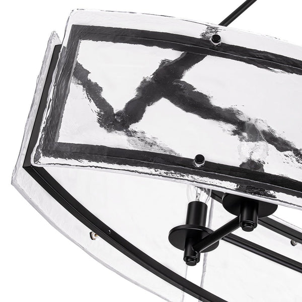 Thehouselights - 6 - Light Ice Glass Linear Island Chandelier - Chandelier - Black - 
