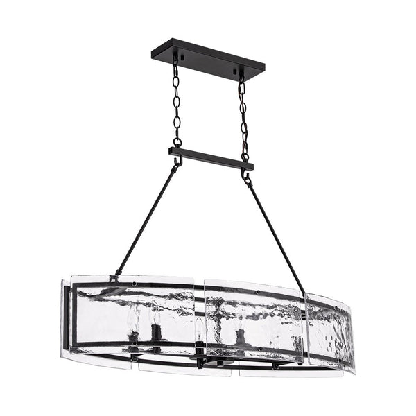 Thehouselights - 6 - Light Ice Glass Linear Island Chandelier - Chandelier - Black - 