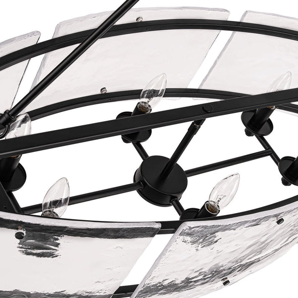 Thehouselights - 6 - Light Ice Glass Linear Island Chandelier - Chandelier - Black - 