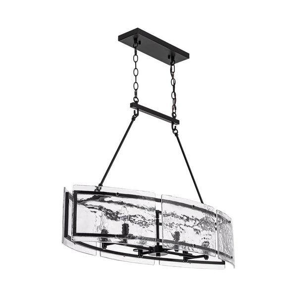 Thehouselights - 6 - Light Ice Glass Linear Island Chandelier - Chandelier - Black - 