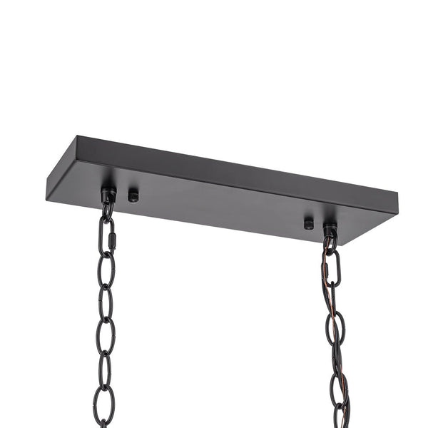 Thehouselights - 6 - Light Ice Glass Linear Island Chandelier - Chandelier - Black - 
