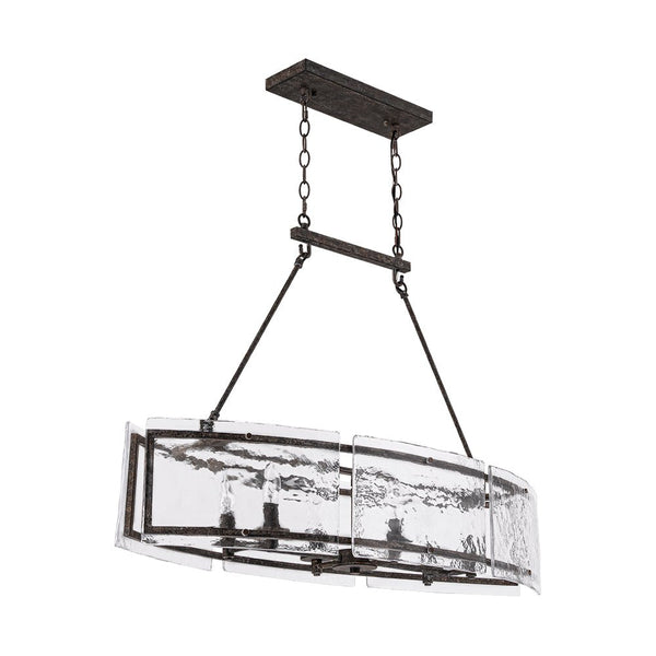Thehouselights - 6 - Light Ice Glass Linear Island Chandelier - Chandelier - Dark Rusty - 