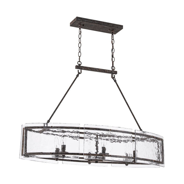 Thehouselights - 6 - Light Ice Glass Linear Island Chandelier - Chandelier - Dark Rusty - 