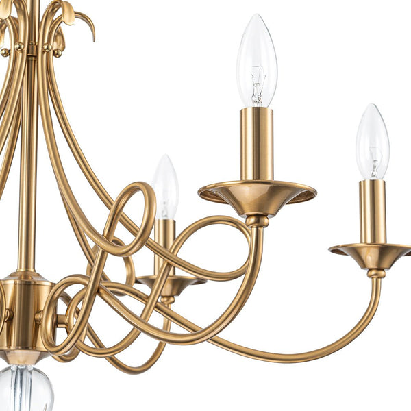 Thehouselights - 6 - Light Modern Brass Candle Chandelier - Chandelier - Brass - 
