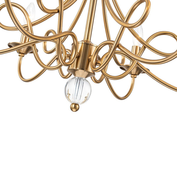 Thehouselights - 6 - Light Modern Brass Candle Chandelier - Chandelier - Brass - 