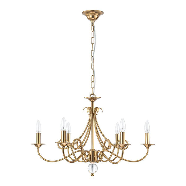 Thehouselights - 6 - Light Modern Brass Candle Chandelier - Chandelier - Brass - 