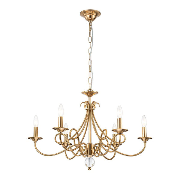 Thehouselights - 6 - Light Modern Brass Candle Chandelier - Chandelier - Brass - 