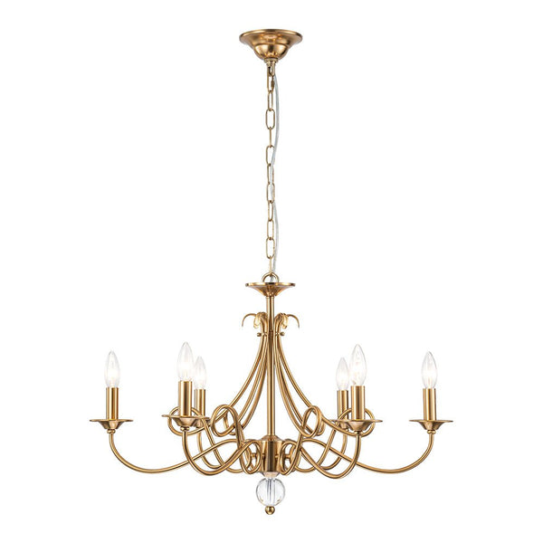 Thehouselights - 6 - Light Modern Brass Candle Chandelier - Chandelier - Brass - 