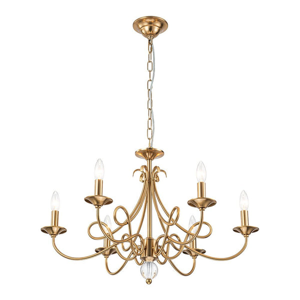 Thehouselights - 6 - Light Modern Brass Candle Chandelier - Chandelier - Brass - 