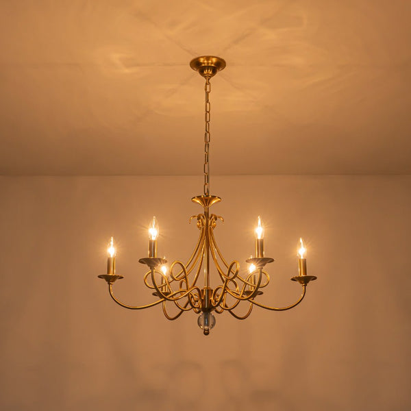 Thehouselights - 6 - Light Modern Brass Candle Chandelier - Chandelier - Brass - 