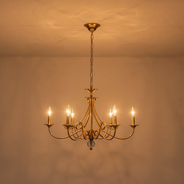 Thehouselights - 6 - Light Modern Brass Candle Chandelier - Chandelier - Brass - 