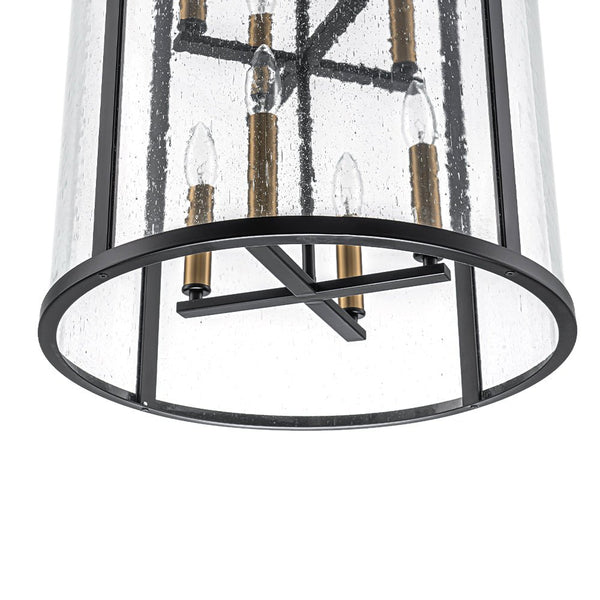 Thehouselights - 8 - Light Cylinder 2 - Tier Glass Chandelier Pendant Light - Pendant - Black - 