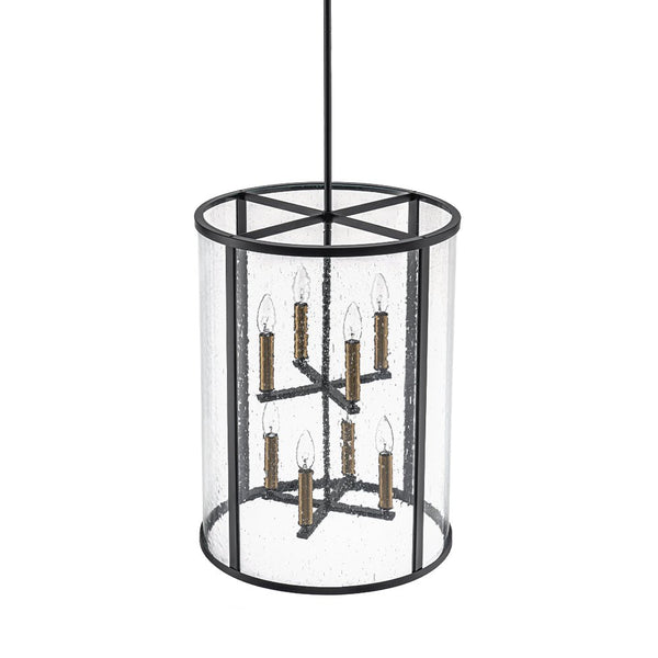 Thehouselights - 8 - Light Cylinder 2 - Tier Glass Chandelier Pendant Light - Pendant - Black - 