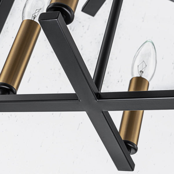Thehouselights - 8 - Light Cylinder 2 - Tier Glass Chandelier Pendant Light - Pendant - Black - 