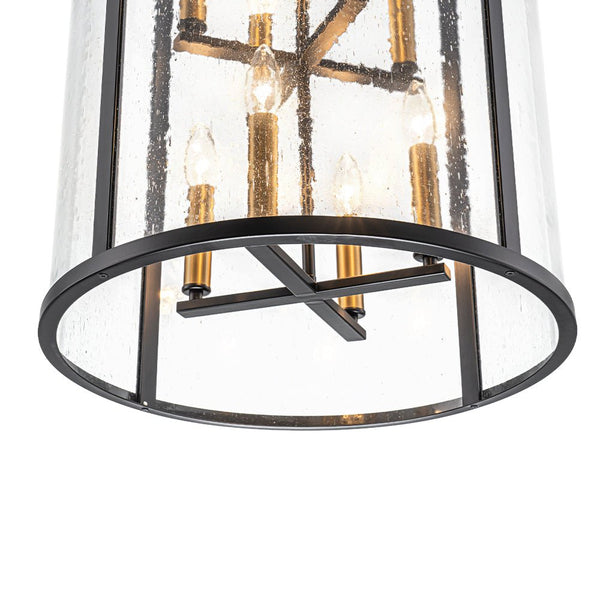 Thehouselights - 8 - Light Cylinder 2 - Tier Glass Chandelier Pendant Light - Pendant - Black - 