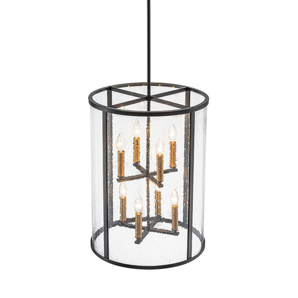 Thehouselights - 8 - Light Cylinder 2 - Tier Glass Chandelier Pendant Light - Pendant - Black - 