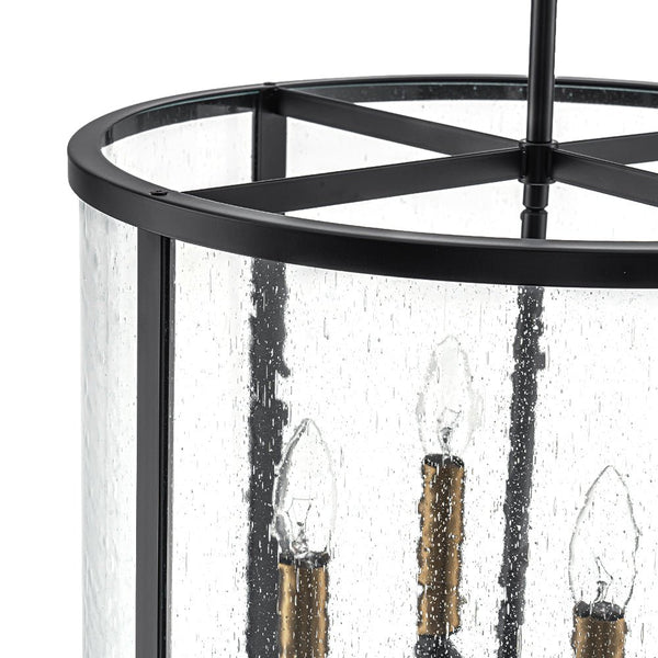 Thehouselights - 8 - Light Cylinder 2 - Tier Glass Chandelier Pendant Light - Pendant - Black - 