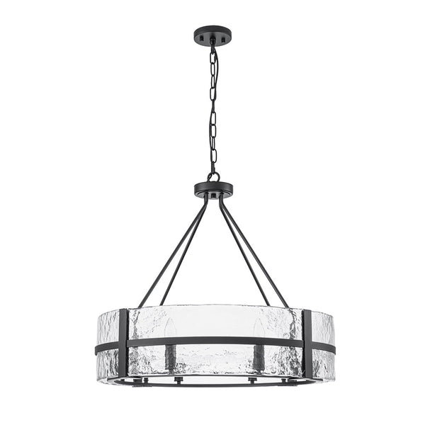 Thehouselights - 8 - Light Glass Round Chandelier Pendant Light - Chandelier - Black - 