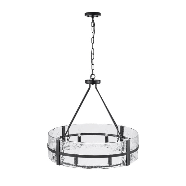 Thehouselights - 8 - Light Glass Round Chandelier Pendant Light - Chandelier - Black - 