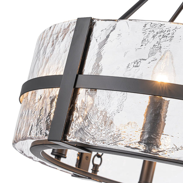 Thehouselights - 8 - Light Glass Round Chandelier Pendant Light - Chandelier - Black - 