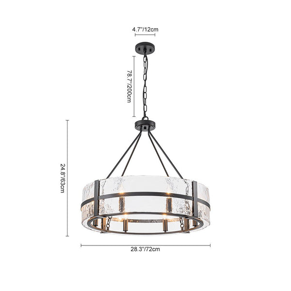 Thehouselights - 8 - Light Glass Round Chandelier Pendant Light - Chandelier - Black - 