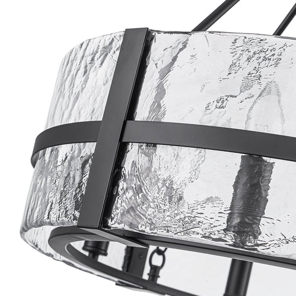 Thehouselights - 8 - Light Glass Round Chandelier Pendant Light - Chandelier - Black - 