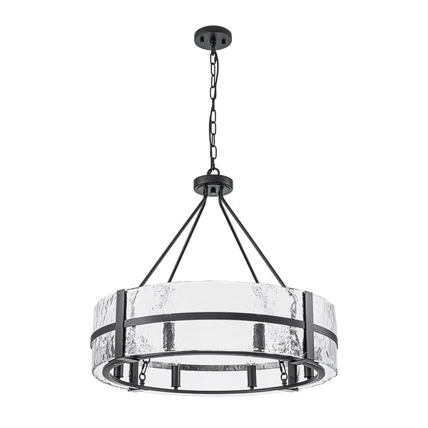 Thehouselights - 8 - Light Glass Round Chandelier Pendant Light - Chandelier - Black - 