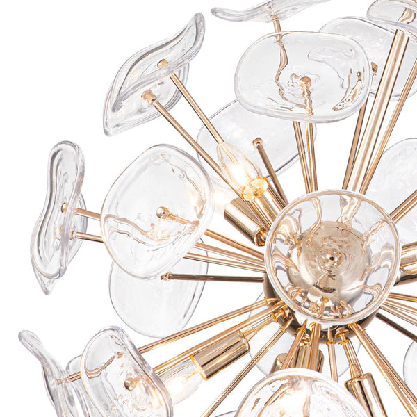 Thehouselights-8-Light Glass Sunburst Sputnik Chandelier-Chandelier-Gold-