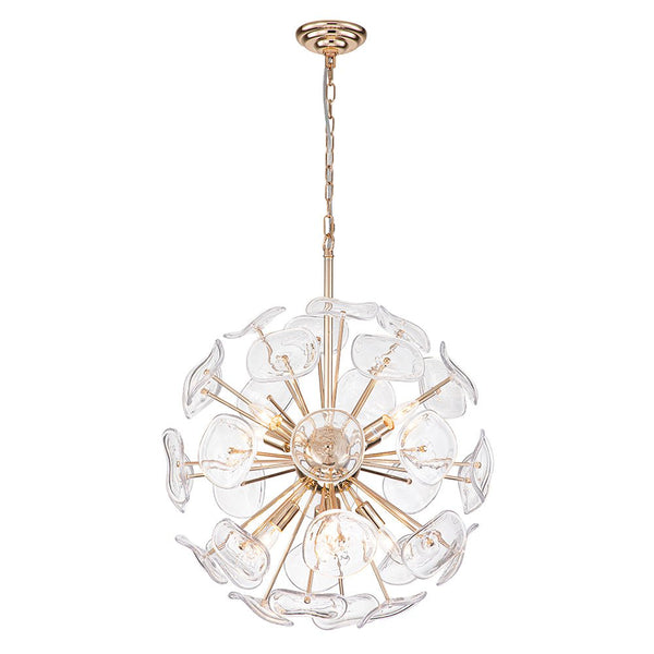 Thehouselights-8-Light Glass Sunburst Sputnik Chandelier-Chandelier-Gold-