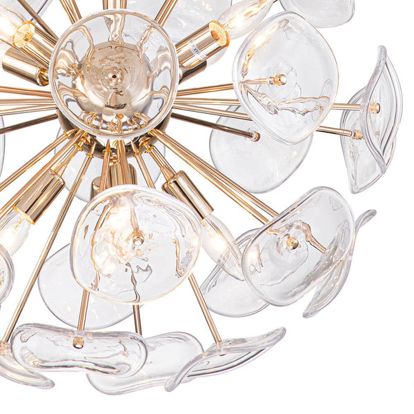 Thehouselights-8-Light Glass Sunburst Sputnik Chandelier-Chandelier-Gold-