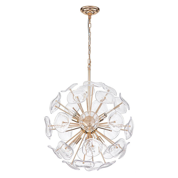 Thehouselights-8-Light Glass Sunburst Sputnik Chandelier-Chandelier-Gold-
