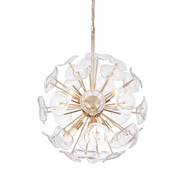Thehouselights-8-Light Glass Sunburst Sputnik Chandelier-Chandelier-Gold-