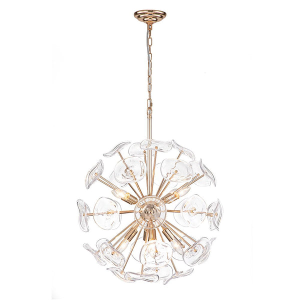 Thehouselights-8-Light Glass Sunburst Sputnik Chandelier-Chandelier-Gold-