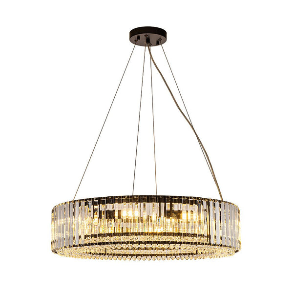 Thehouselights-8-Light Modern Round Crystal Chandelier-Chandelier-Black-