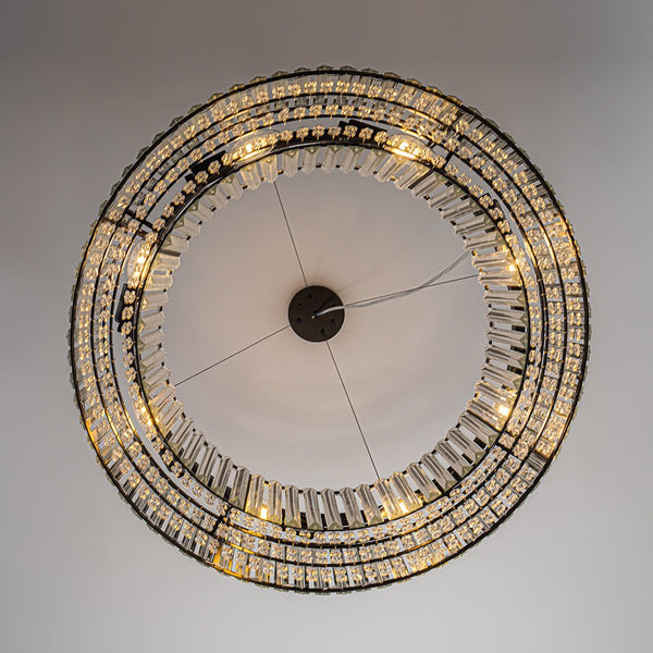 Thehouselights-8-Light Modern Round Crystal Chandelier-Chandelier-Black-