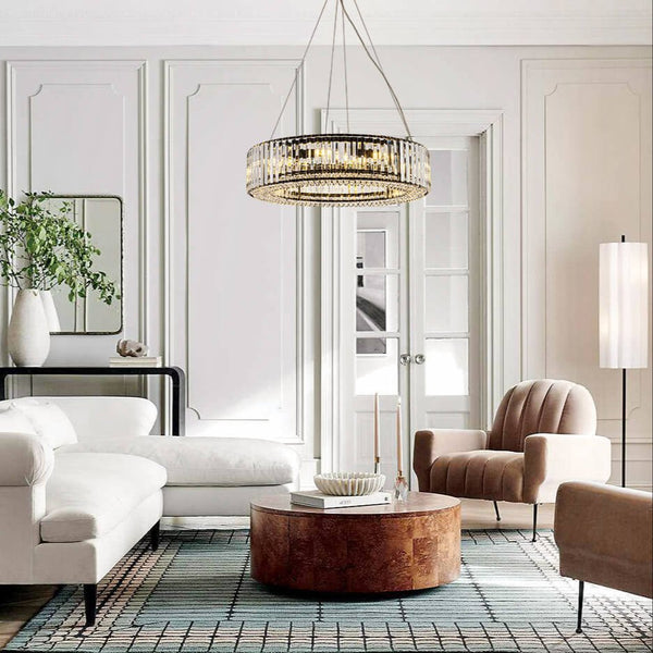 Thehouselights - 8 - Light Modern Round Crystal Chandelier - Chandelier - Black - 