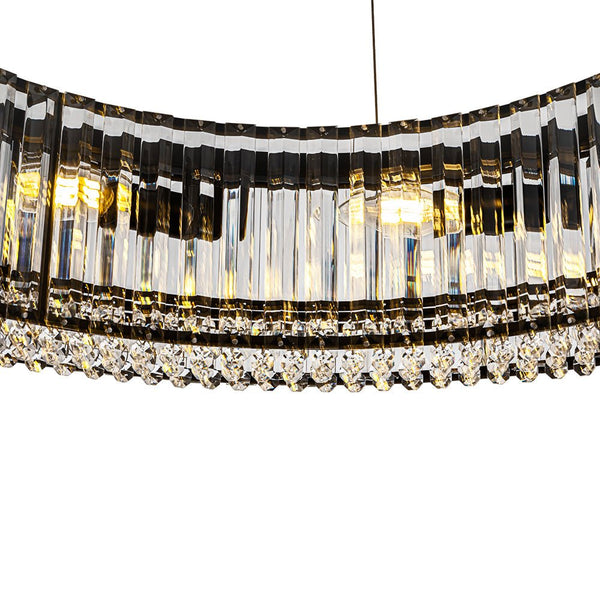 Thehouselights-8-Light Modern Round Crystal Chandelier-Chandelier-Black-