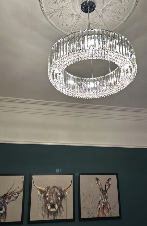 Thehouselights - 8 - Light Modern Round Crystal Chandelier - Chandelier - Black - 