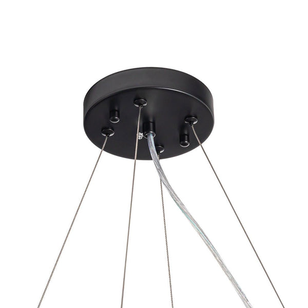 Thehouselights-8-Light Modern Round Crystal Chandelier-Chandelier-Black-