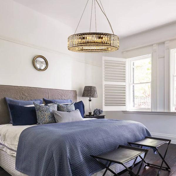 Thehouselights - 8 - Light Modern Round Crystal Chandelier - Chandelier - Black - 