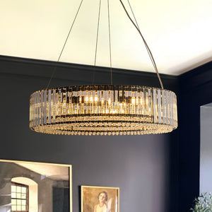 Thehouselights-8-Light Modern Round Crystal Chandelier-Chandelier-Black-